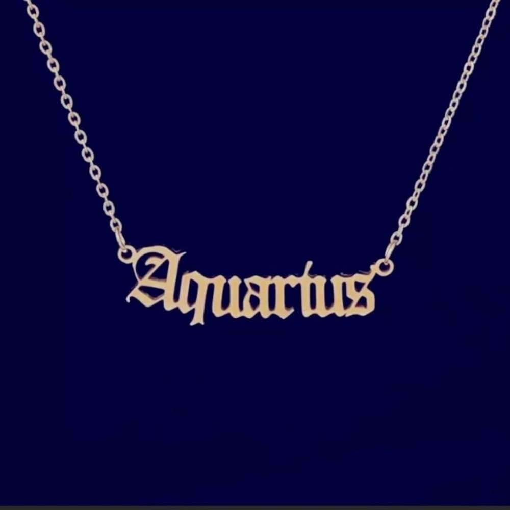 12 Astrological Letter Pendants Gold Necklace 925 - Picture 12 of 13
